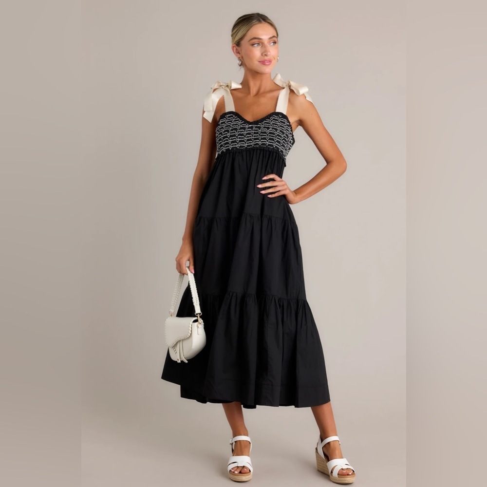 Red Dress Serene Whisper 100% Cotton Black Maxi Dress